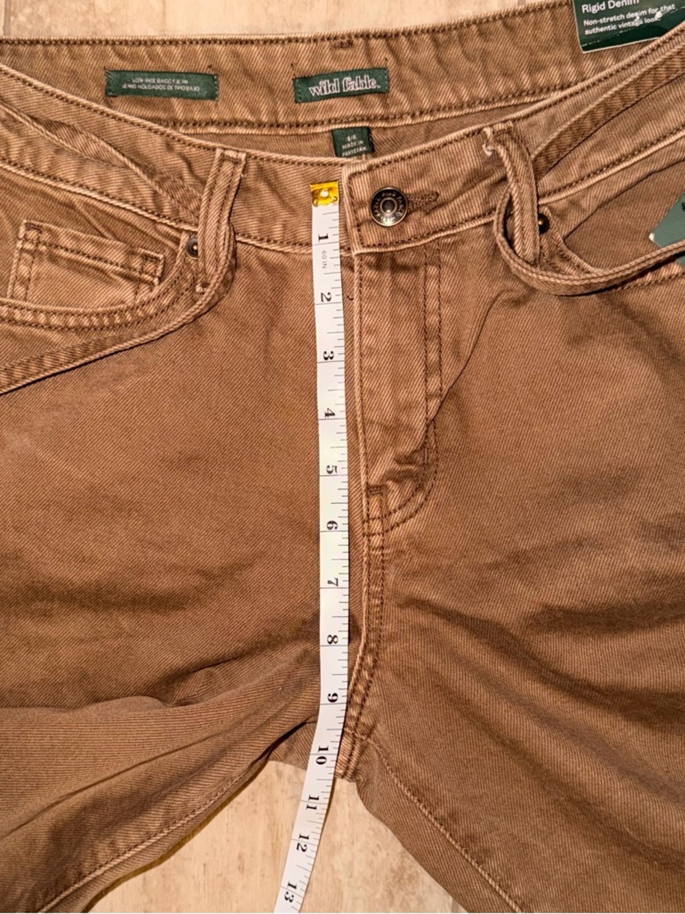 NWT WILD FABLE Brown Wide-Leg Tie-Waist Women’s Rigid Denim Low Rise Size 6/R - Picture 11 of 14